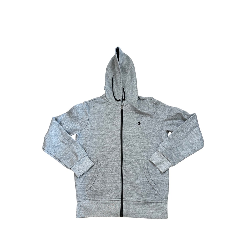 Polo‎ Ralph Lauren Mens Grey Full Zip Hoodie Sweatshirt Size S Black Pony Logo
